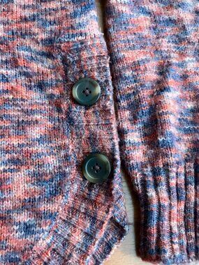 Madewell Birchmont Side-Button Sweater, space dye blue & red, women's M